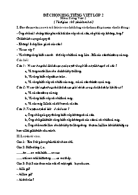 Đề thi chọn học sinh giỏi môn Tiếng Việt Lớp 2 (Có đáp án)